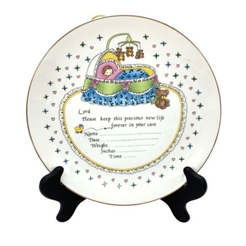 Vintage Lefton Baby Birth Plate